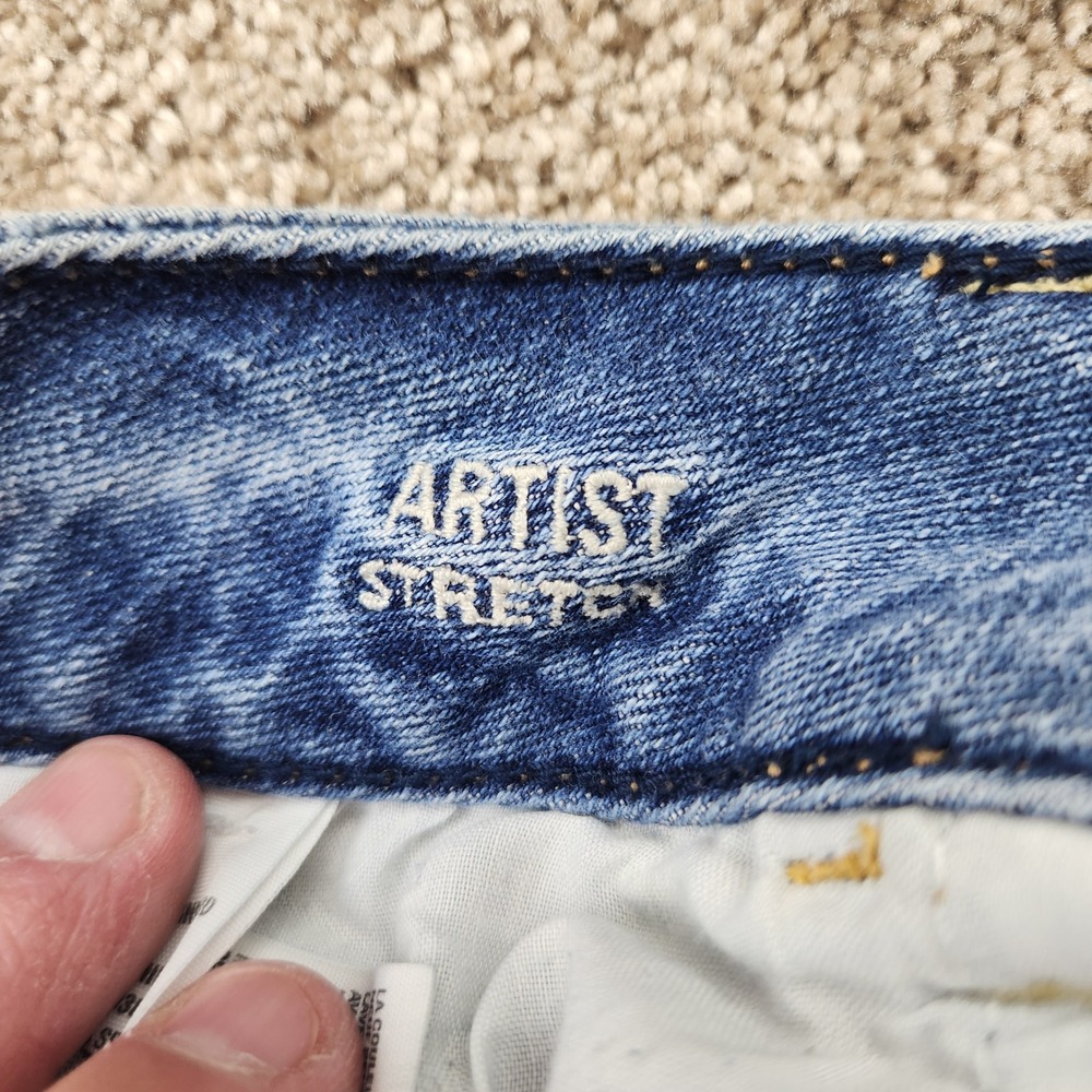 American Eagle Artist Stretch Flare Jeans Womens 8 Light Wash Ripped Distressed - Picture 4 of 7